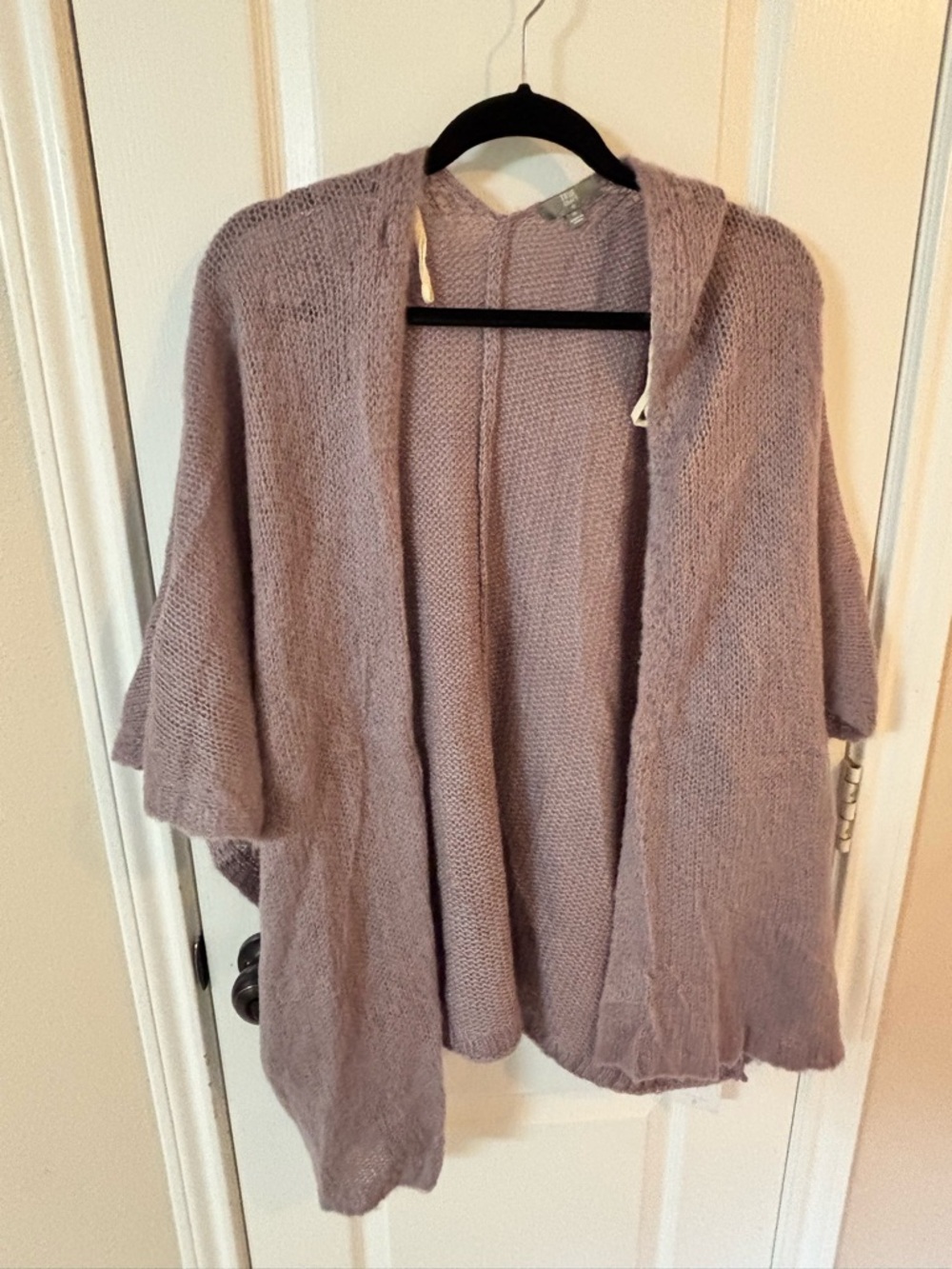 True Craft Dusty Lavender Med Open Knit Short Sleeve Acrylic Sweater Grandmacore